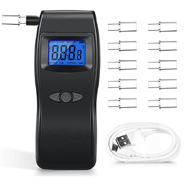 Breathalyzer LCD / Digital Alcohol Tester with Clock (6389